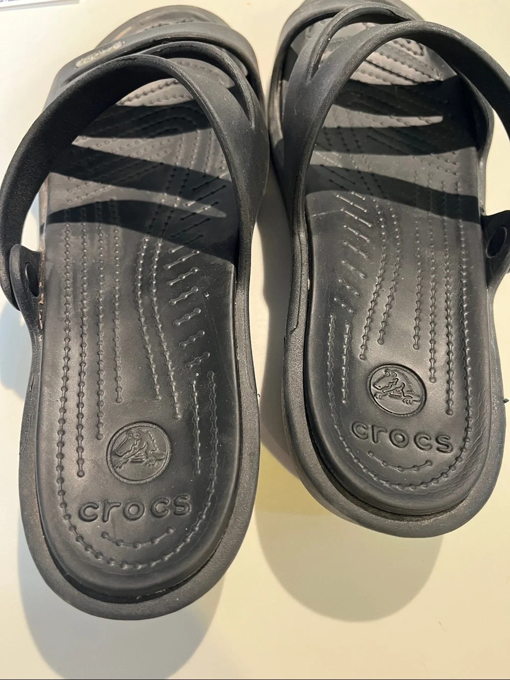 CROCS Black Triple-Strap Slide Sandals